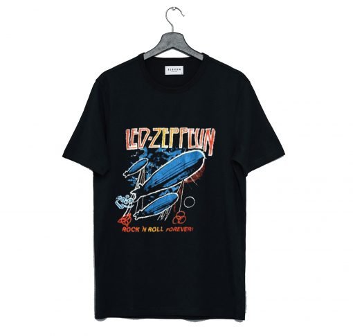 Led Zeppelin Rock n Roll Forever Vintage 80s Airship T Shirt KM