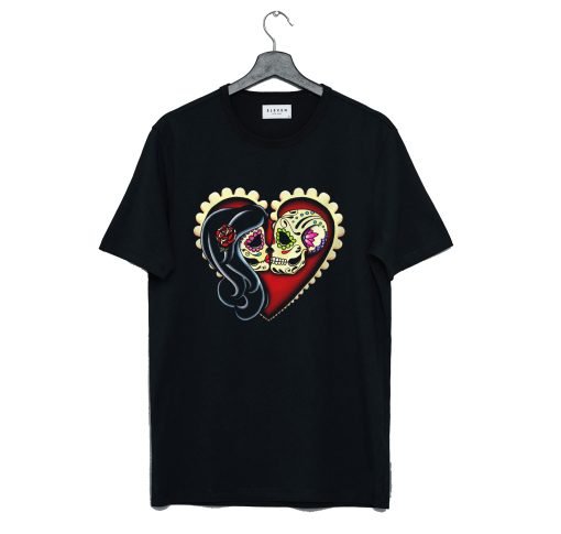 Ashes Dia de los Muertos Couple Day of the Dead Sugar Skull Lovers T-Shirt KM