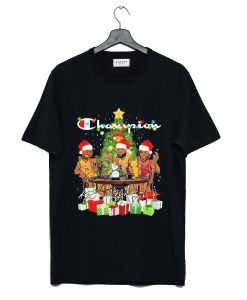 Champion Santa Chibi Michael Jordan Kobe Bryant And Lebron James Merry Christmas Signatures T Shirt KM